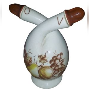 Vintage 1930s Nasco Fruit Arbor Double Neck Oil & Vinegar Creut
